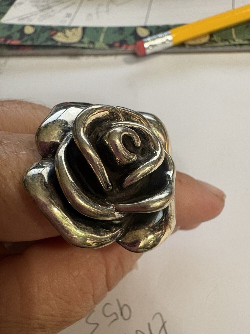 Sterling Silver .925 Vintage Puffy Rose Flower Statement Ring Size 7
